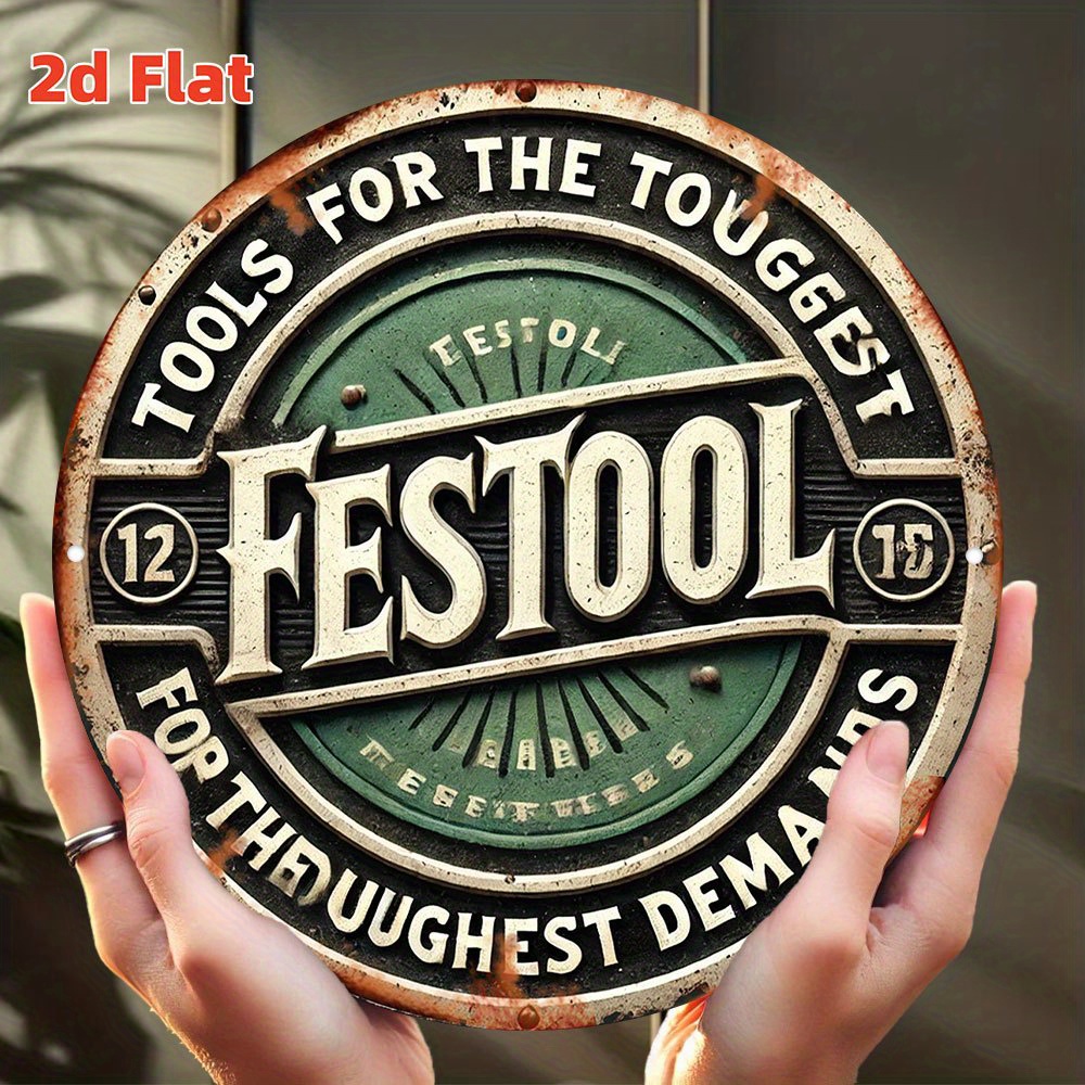 2D Flat Festool Logo Metal Wal - Workshop Tools Logo 리뷰 및 가격