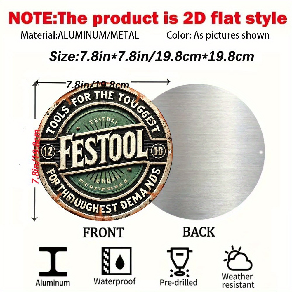 2D Flat Festool Logo Metal Wal - Workshop Tools Logo 리뷰 및 가격