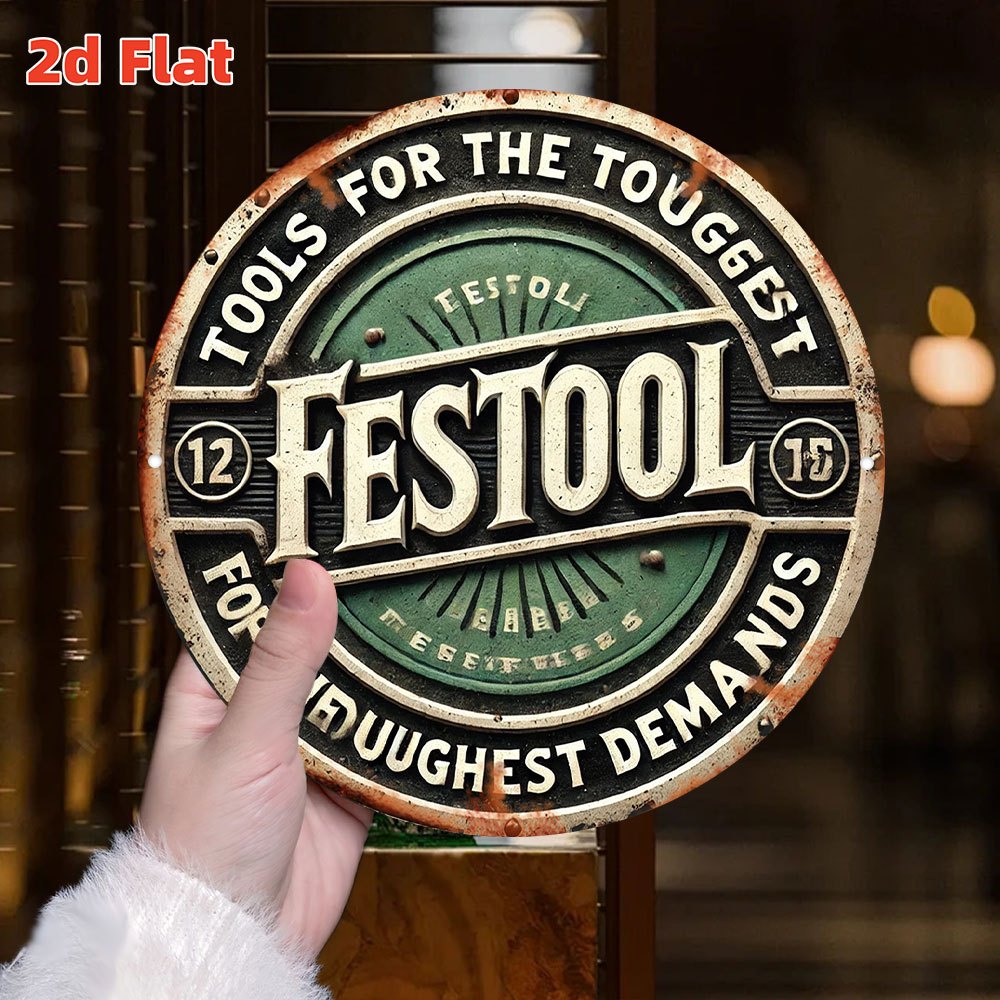 2D Flat Festool Logo Metal Wal - Workshop Tools Logo 리뷰 및 가격