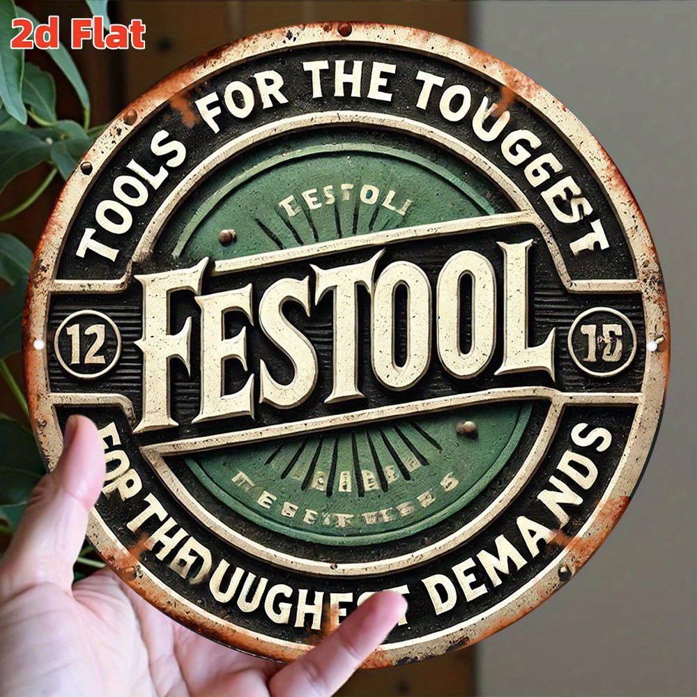 2D Flat Festool Logo Metal Wal - Workshop Tools Logo 리뷰 및 가격